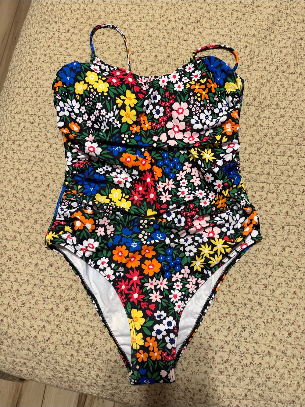Womens Floral One-Piece Swimsuit - Black Multi